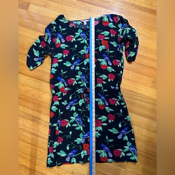 Banana Republic Women's Dress Size M P Black Floral Multicolor Short Sleeve (k11 - Picture 3 of 7